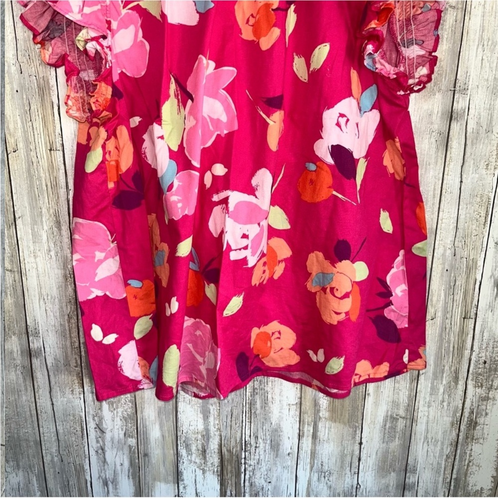 Oddy Pink Flutter Sleeve Floral Blouse - Picture 4 of 6
